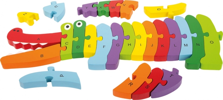 Alphabet A–Z in a playful crocodile
