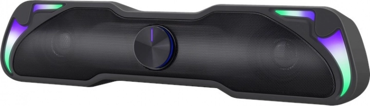 Stylish LED lighting and central volume knob