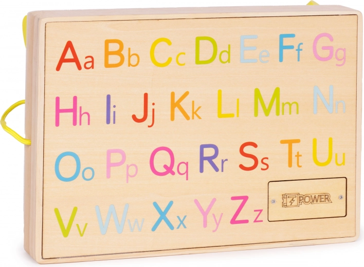 Alphabet on the back for first steps in reading