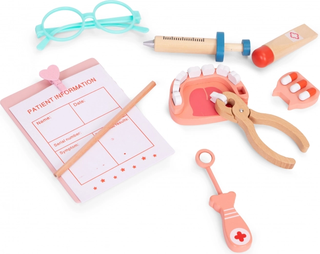 Dentist set with denture and mirror