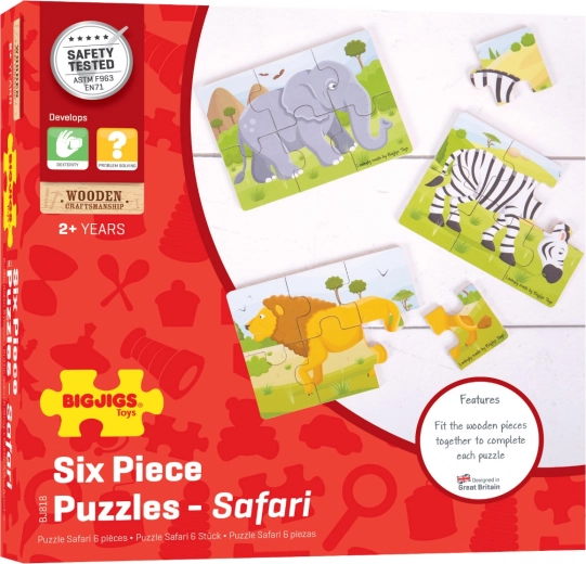 Three separate puzzles with Safari animals