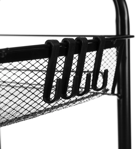 Pārvietojams ar ritenīšiem, drošs ar bremzēm un āķiem