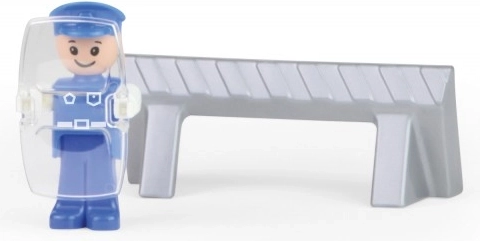 Policista figūriņa un ceļu barjera