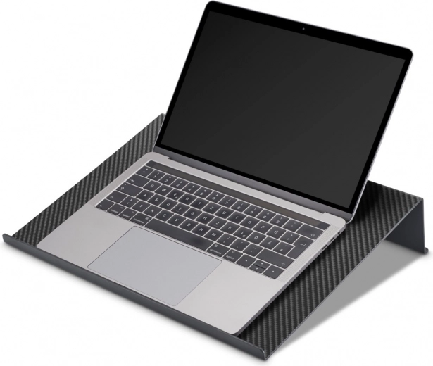 Stylish carbon look and secure support for large laptops