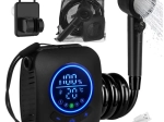 Pārnēsājamais kempinga dušas komplekts TRIZAND 8000 mAh ar sūkni un LED displeju, USB, IPX8