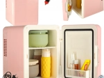 Elektriskā pārnēsājamā mini ledusskapis 2‑in‑1 rozā 4L