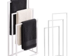 ModernHome brīvi stāvošs metāla dvieļu statīvs ar 3 stieņiem, balts