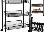 RUHHY Mobile Kitchen Rack, 3-tier rolling metal cart