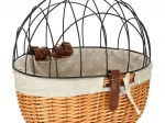 Wicker bicycle basket with metal grid for transporting pets