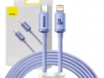 Baseus Crystal USB‑C uz Lightning kabelis 2 m, 20 W PD, violets