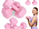 Sešstūra hantelu komplekts 2×5 kg, rozā – ModernHome