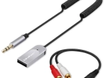 bezvadu Bluetooth 6.0 audio uztvērējs mājai un automašīnai ar 2× RCA, 3,5 mm AUX un USB barošanu, mikrofons