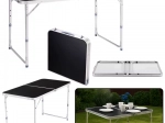 Saliekams kempinga galds ar regulējamu augstumu 120×60 cm, melns
