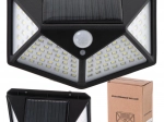 Solar wall-mounted LED light with motion and dusk sensor, 100 LEDs