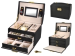 Satin Jewelry Box with Key and Mirror