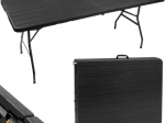 Folding garden table suitcase 180 cm, black
