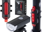 Velosipēda LED gaismu komplekts – priekšējā un aizmugurējā USB