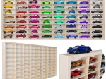 KRUZZEL wooden car display shelf with 80 compartments