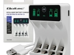 Ni-MH AA/AAA akumulatoru lādētājs ar LCD un USB‑C kabeli, balts