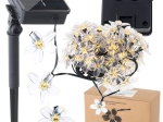 Saules dārza gaismas ziedu formā 7 m, 50 LED, silti baltas