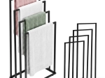 ModernHome brīvi stāvošs metāla dvieļu turētājs ar 4 stieņiem, melns