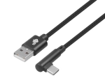 USB uz USB-C kabelis 1,5 m ar taisnu leņķi, melns pīts